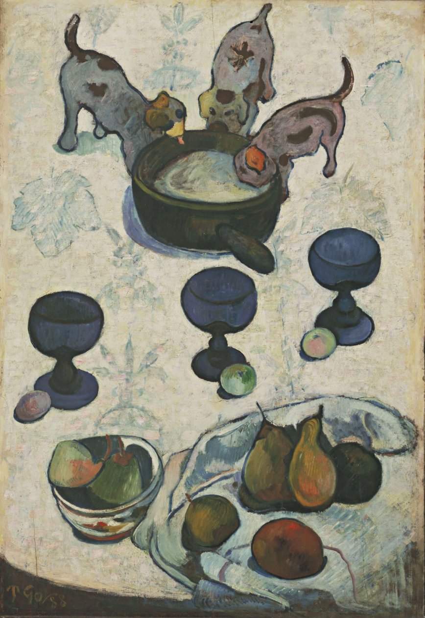 Csendélet három kiskutyával alkotó: Paul Gauguin
