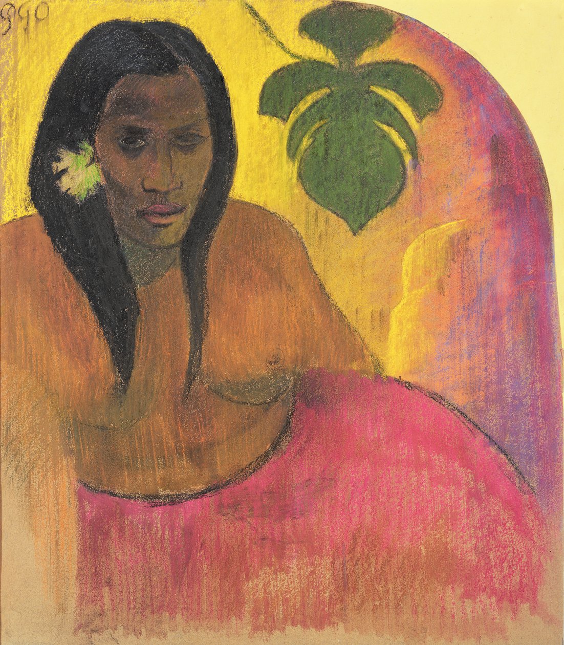 Tahiti nők, 1894 körül (faszén és pasztell a fedélzetre fektetett papíron) alkotó: Paul Gauguin