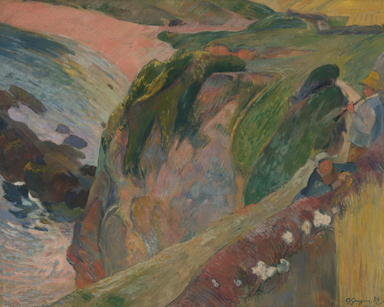 A Flageolet játékos a sziklán alkotó: Paul Gauguin