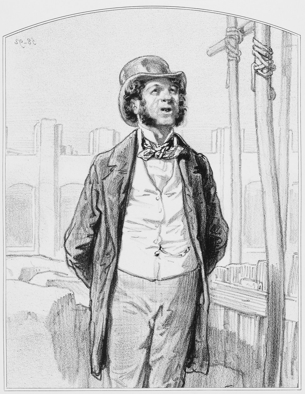 Közmunkák magánfelügyelője, Les Toquades 13. táblája, 1858 alkotó: Paul Gavarni