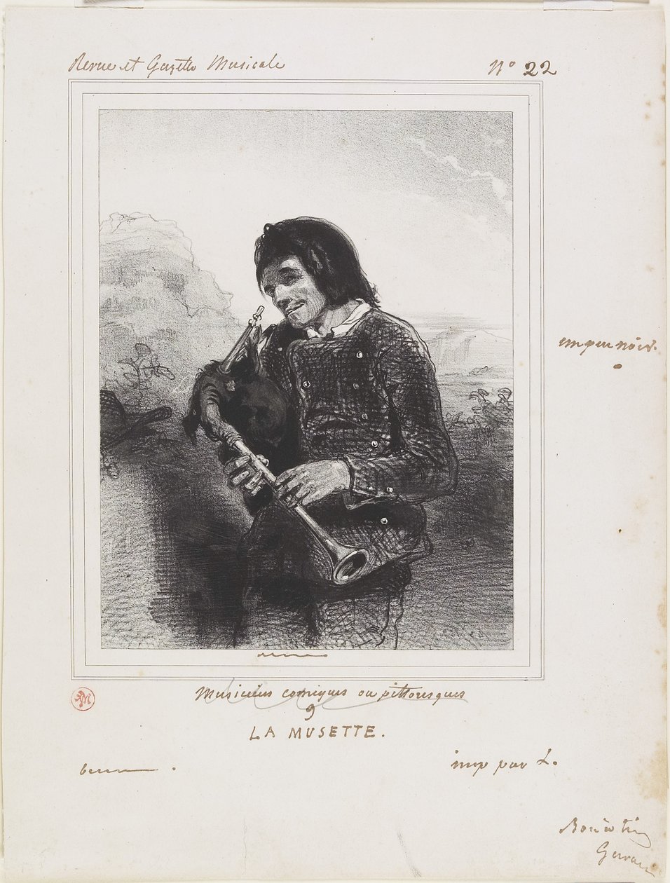 La Musette (A dudás), 1844 alkotó: Paul Gavarni