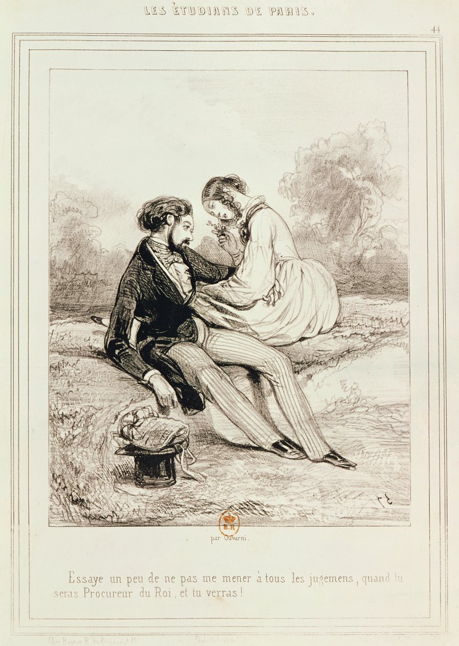 "A párizsi diákok", 1839 alkotó: Paul Gavarni