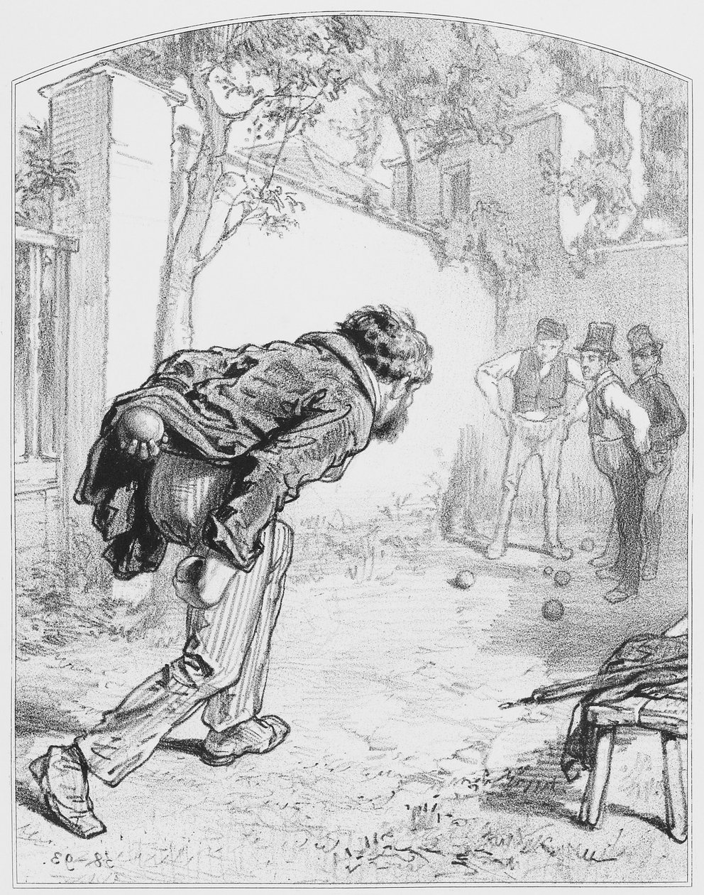 Les boules, 11. tábla a Les Toquadesből, 1858 alkotó: Paul Gavarni