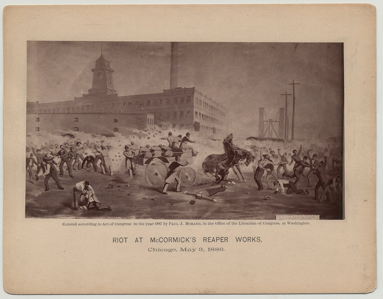 Riot at McCormicks aratóművek, Chicago, 1886. május 3 alkotó: Paul J. after Morand