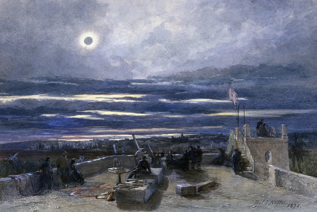 Teljes napfogyatkozás, Andalúzia, Spanyolország, 1870 (wc papíron) alkotó: Paul Jacob Naftel