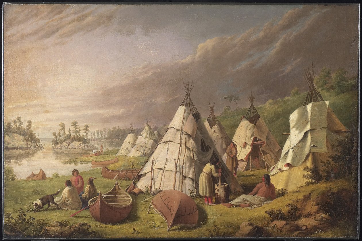 Indiai tábor a Huron-tónál, 1845 körül alkotó: Paul Kane