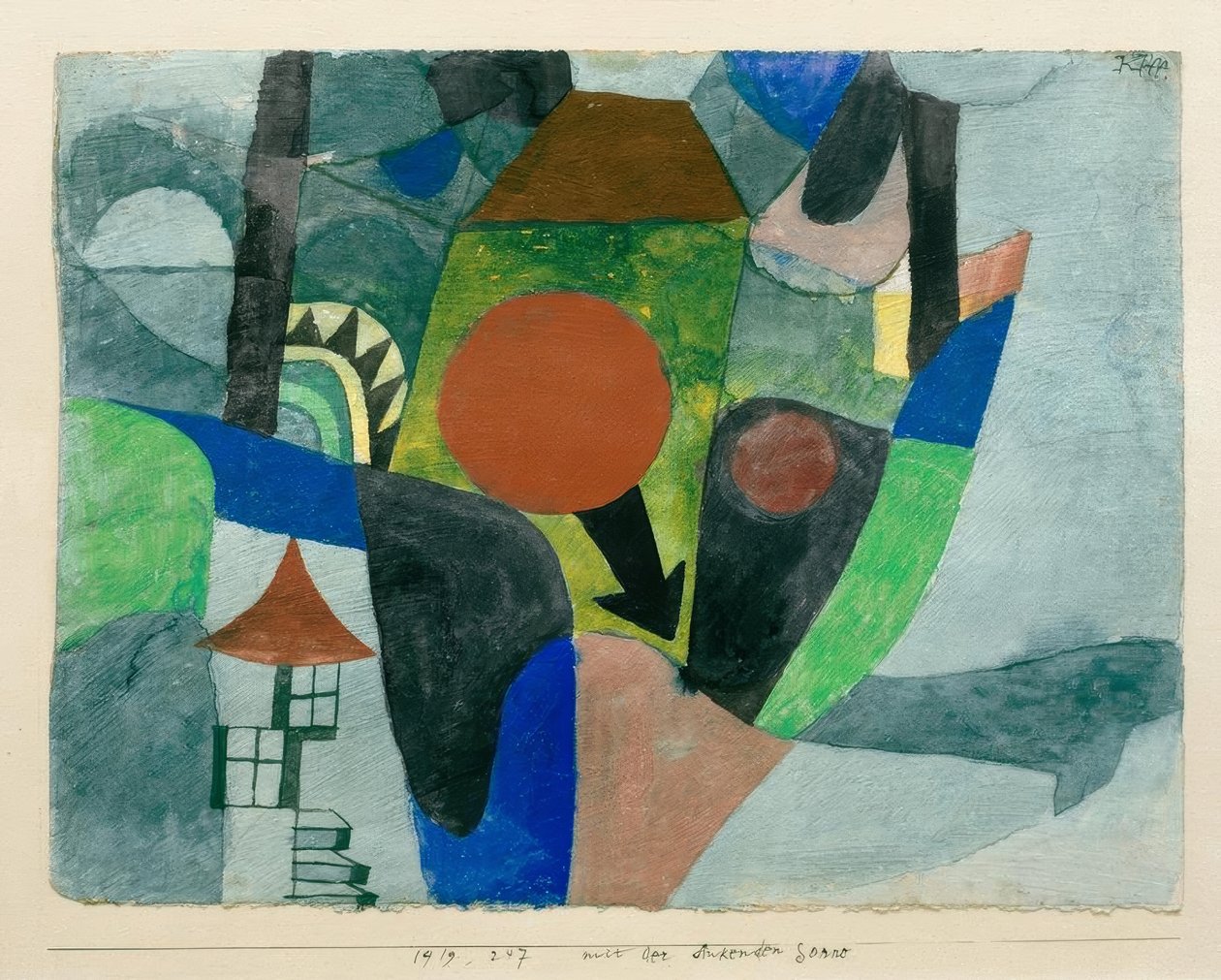 Táj a lenyugvó nappal alkotó: Paul Klee