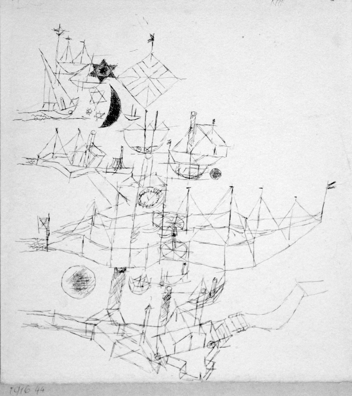 Több rétegben elhelyezett hajók alkotó: Paul Klee