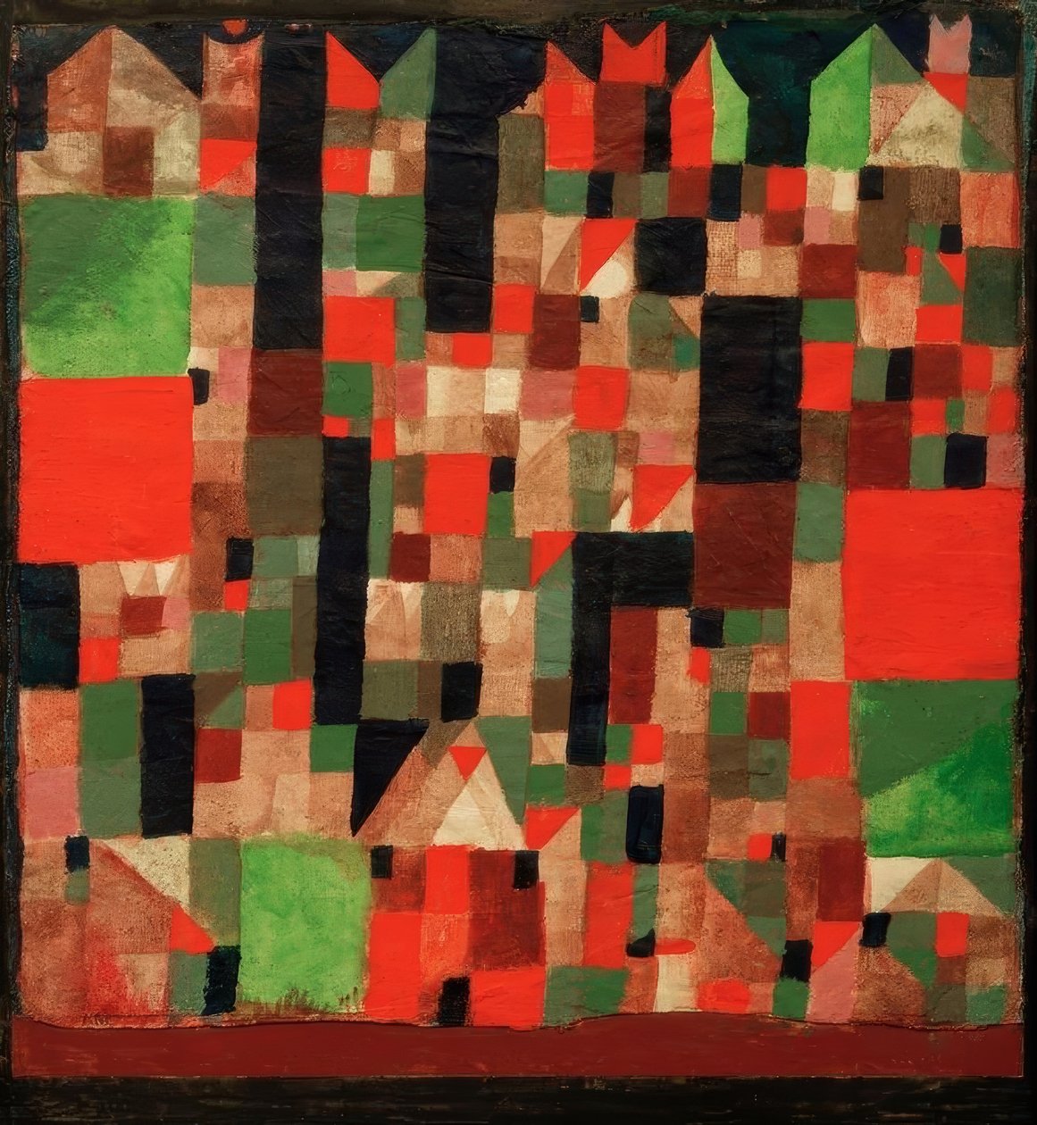 Städtebild (rotgrüne Accente) alkotó: Paul Klee