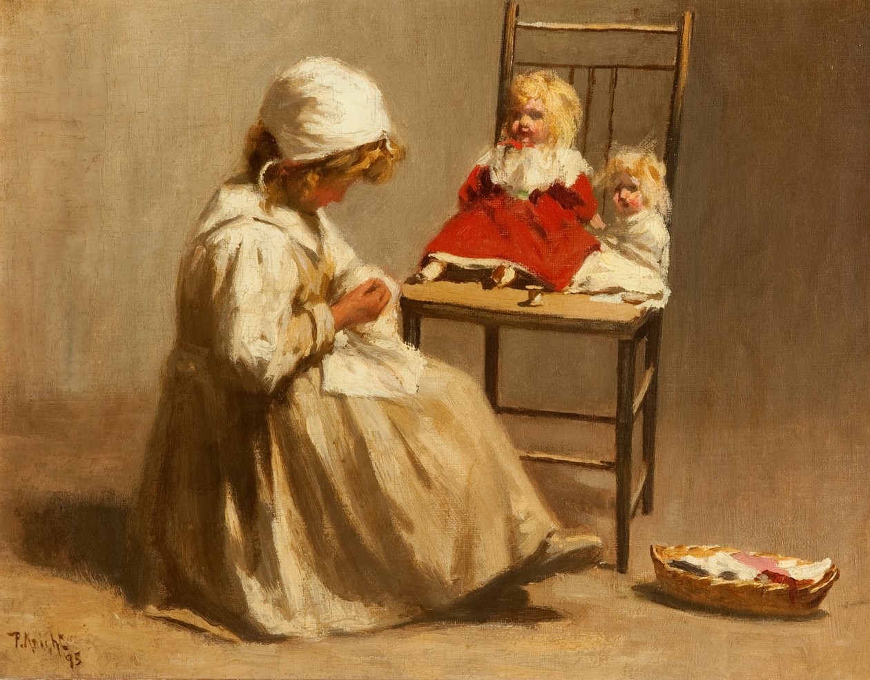 Egy lány babáival, 1895 alkotó: Paul Knight