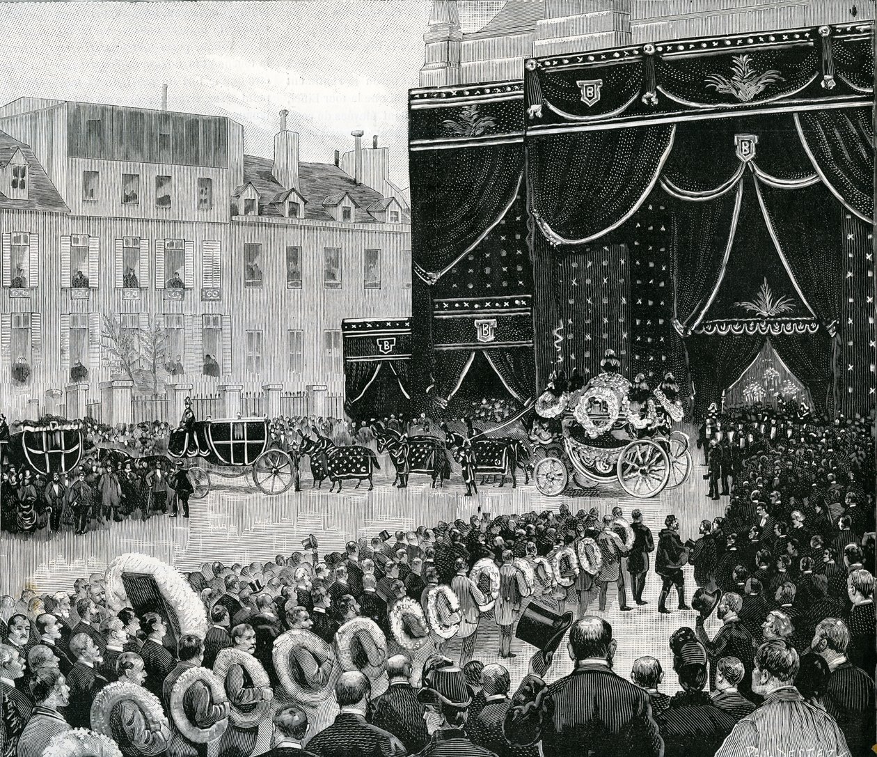 Marguerite Boucicaut gyászmenetének érkezése a párizsi Saint-Thomas dAquin-templomhoz, 1887. alkotó: Paul Destez