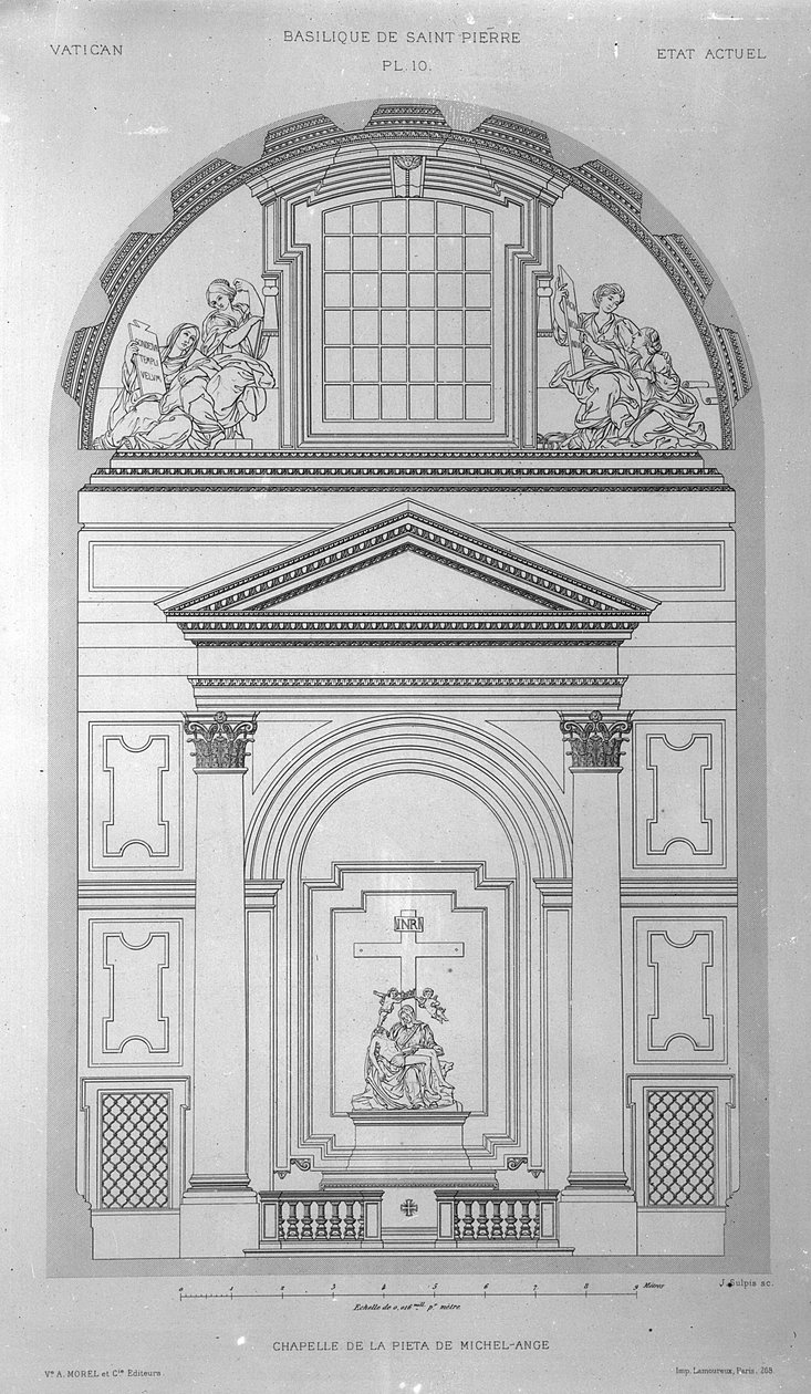 A Pieta kápolnája a római Szent Péter templomban, metszet Jean Joseph Sulpis-tól, megjelent 1882-ben. alkotó: Paul Marie Letarouilly