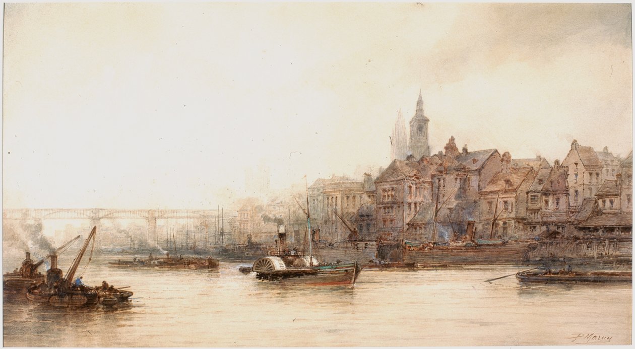 Newcastle River Frontage (testszín, ceruza és wc papírra) alkotó: Paul Marny