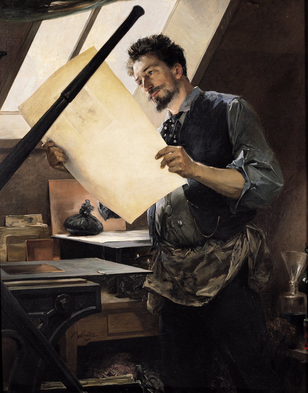 Felicien Rops (1833-98) műtermében alkotó: Paul Mathey