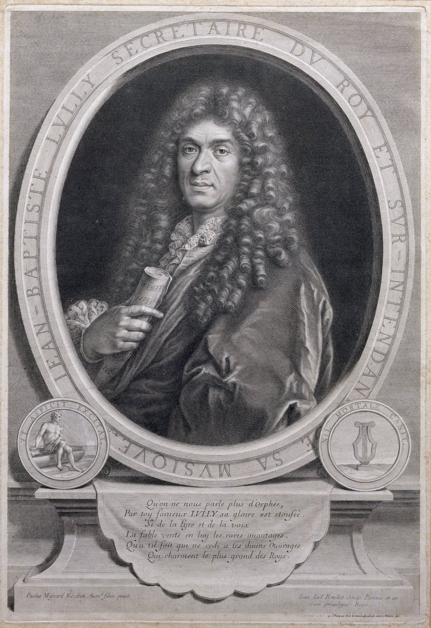 Jean Baptiste Lully (1632-87) francia zeneszerző és operaigazgató portréja, vésette Jean Louis Roullet (1645-99) alkotó: Paul Mignard