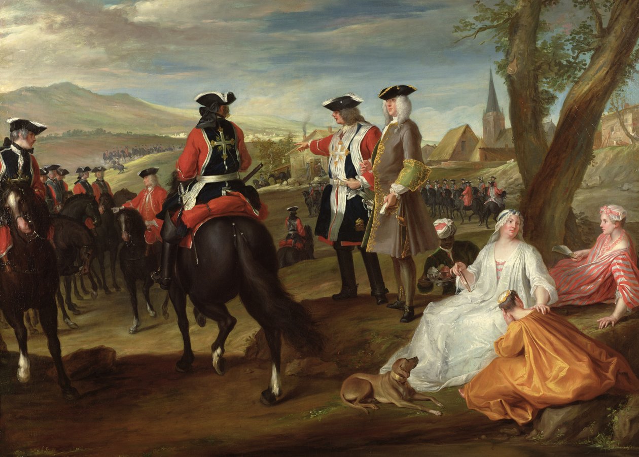 Szemle a fekete testőrökről a Plaine des Sablons-on, 1729 alkotó: Paul Ponce Antoine Robert