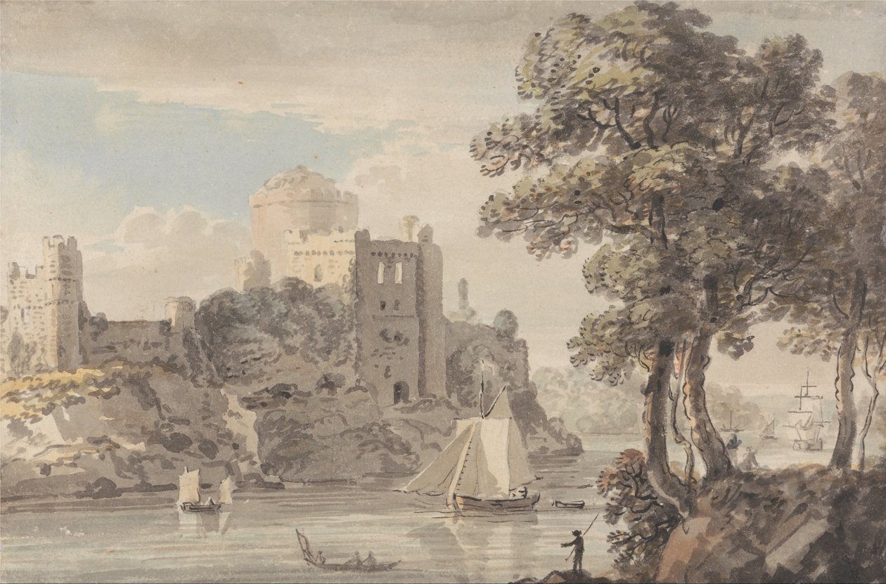 Egy kastély a folyón alkotó: Paul Sandby