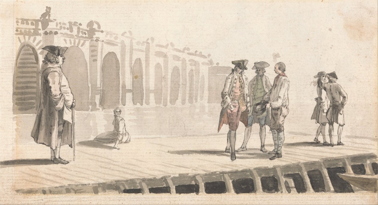 Férfiak a Westminster mólón alkotó: Paul Sandby