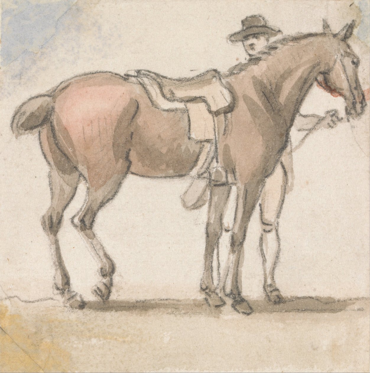 Egy ember és egy nyerges ló alkotó: Paul Sandby