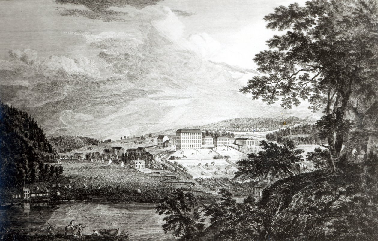 A Pennsylvania tartományban található Nagy-Morva Bethlem képe a Scenographia Americana-ból, 1768 alkotó: Paul Sandby
