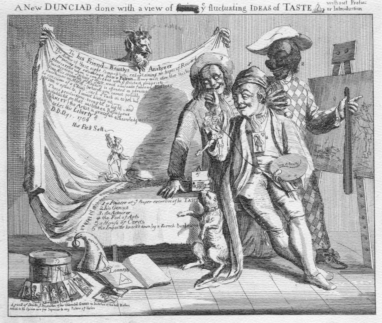 Egy új Dunciad, mely az ízlés ingadozó eszméinek rögzítése végett készült, előszó és bevezetés nélkül, 1753. alkotó: Paul Sandby