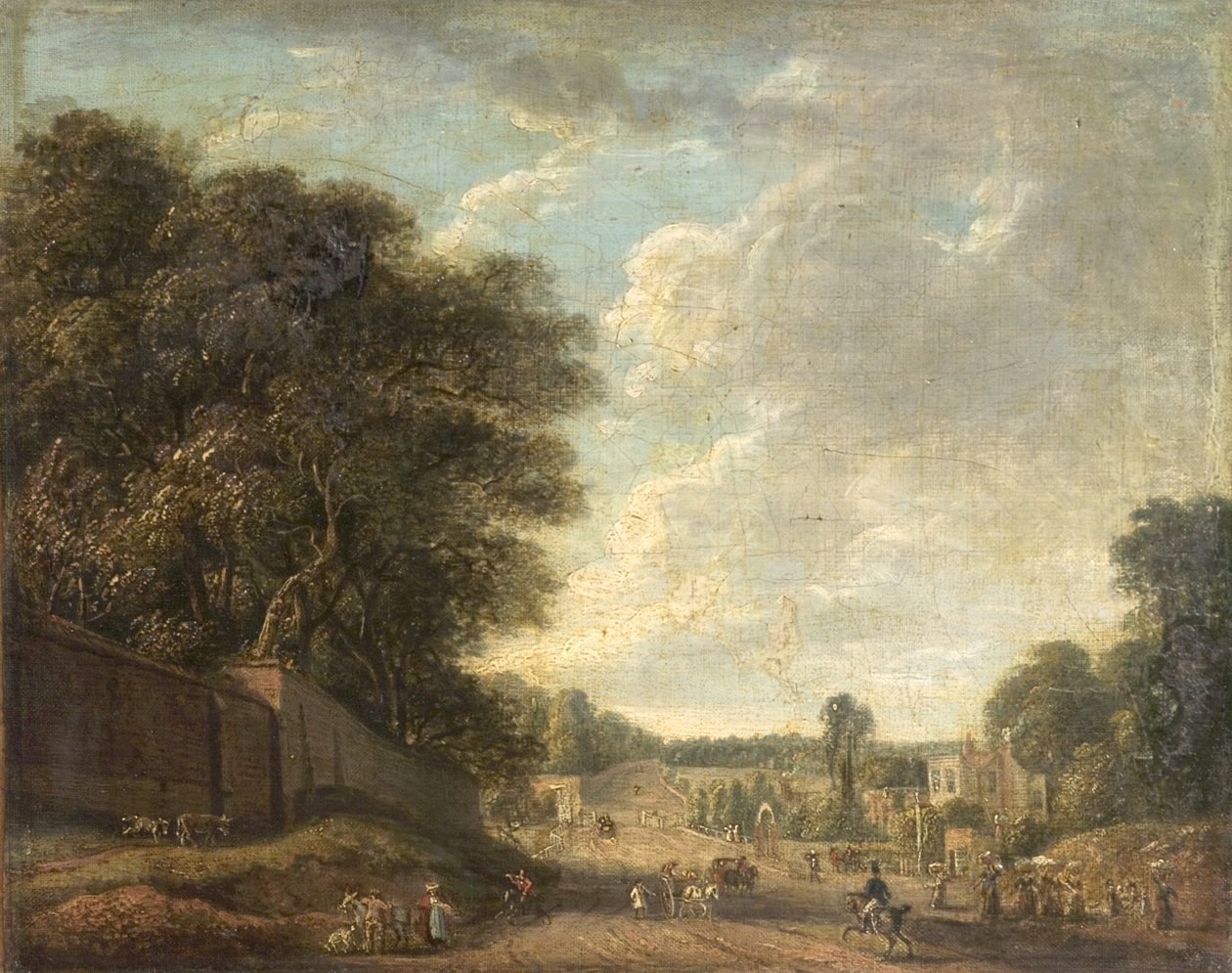 Bayswater Road, London, az Old Temple Gate közelében alkotó: Paul Sandby