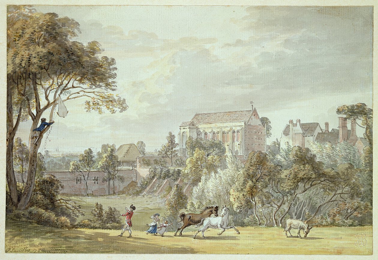 King Johns Palace, Eltham – Sárkány visszaszerzése, 1788 (toll, tinta és wc) alkotó: Paul Sandby