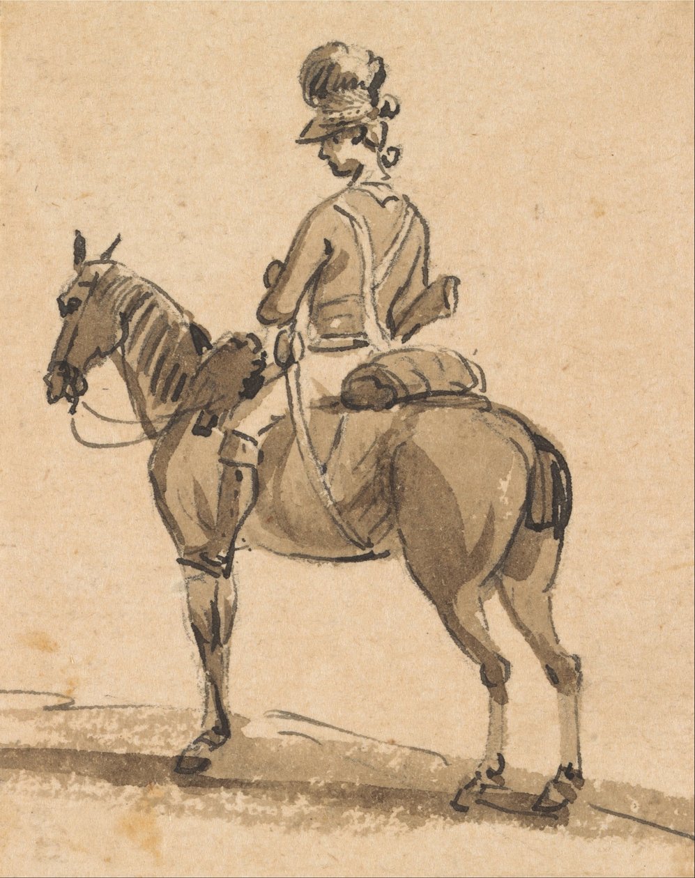 Könnyű dragonyos, szerelt, balra néző alkotó: Paul Sandby