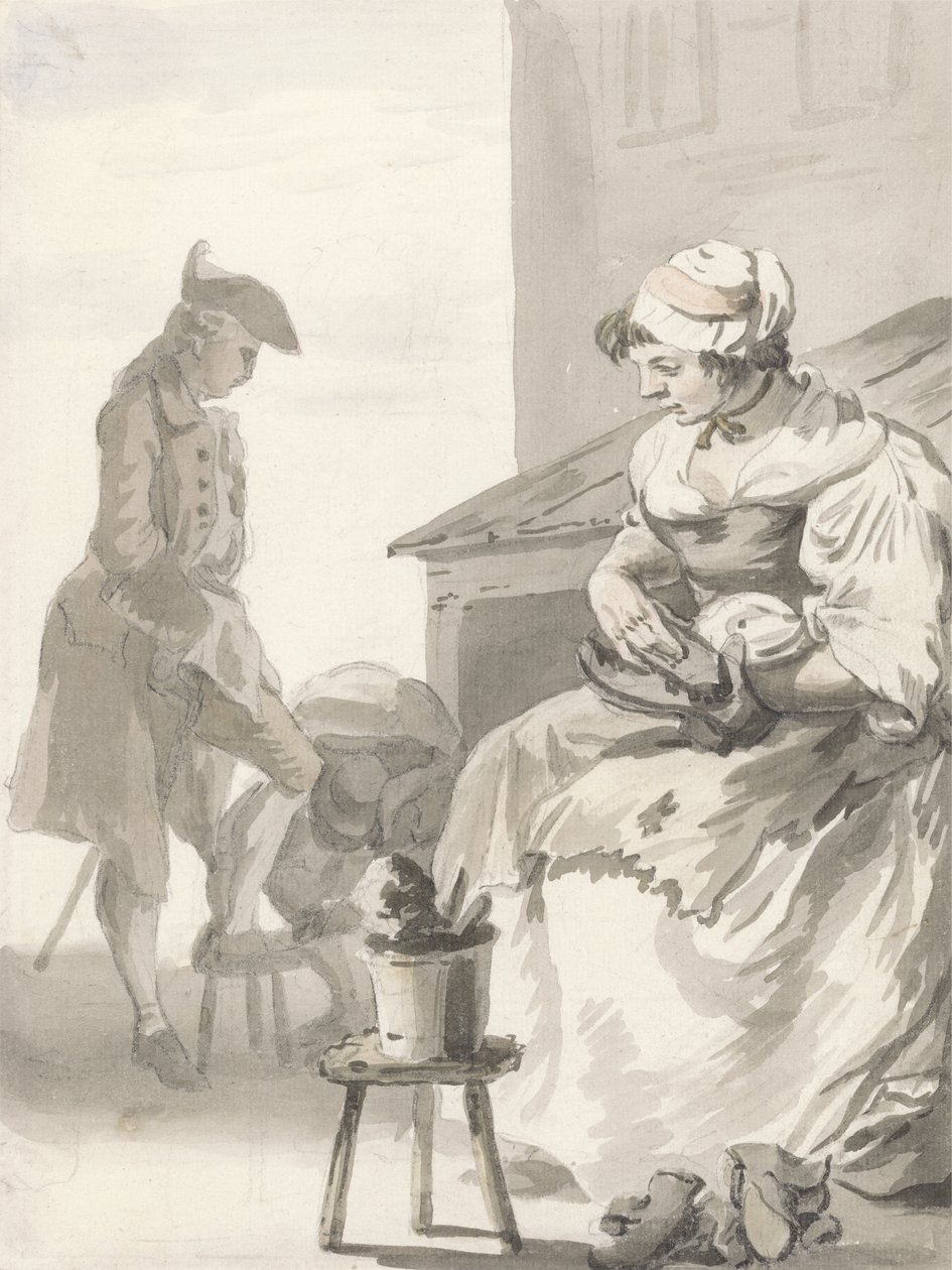London Cries: Cipőtisztító, 1759 körül (toll és ecset, szürke tinta, wc és grafit papíron) alkotó: Paul Sandby