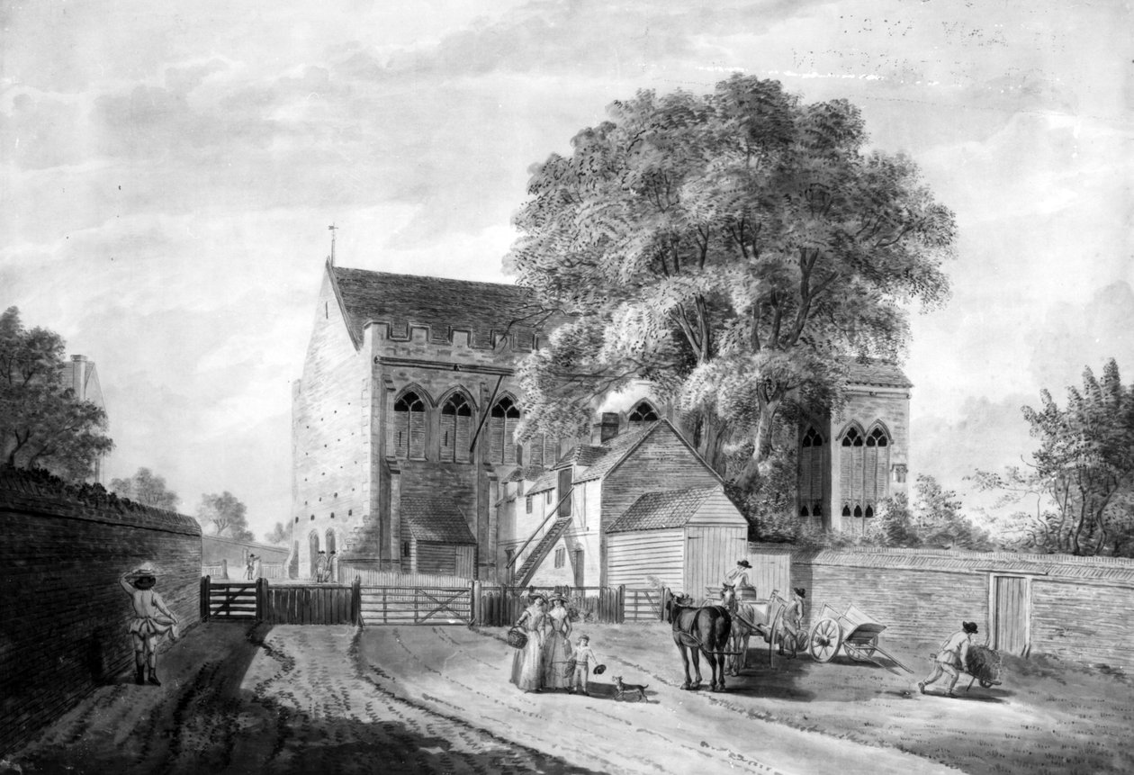 János király palotájának északkeleti nézete a kenti Elthamban, 1787 (rézkarc és akvatinta) alkotó: Paul Sandby