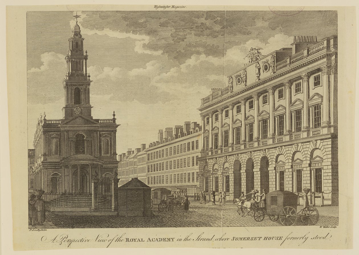 A Királyi Művészeti Akadémia perspektivikus képe, W. Walker metszet (fl.1775-92) 1795 alkotó: Paul Sandby