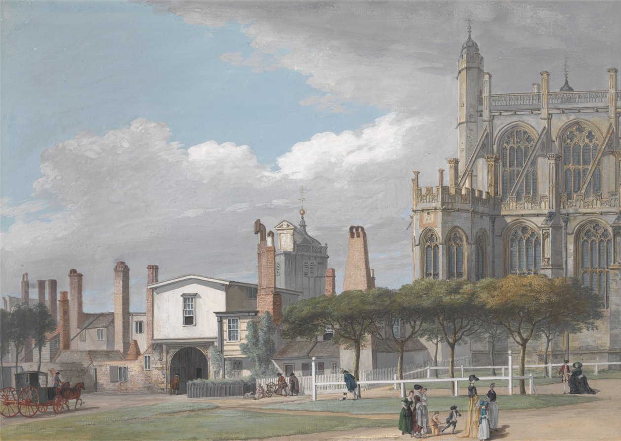 St. Georges -kápolna, Windsor, és az éneklő férfi kolostor bejárata alkotó: Paul Sandby