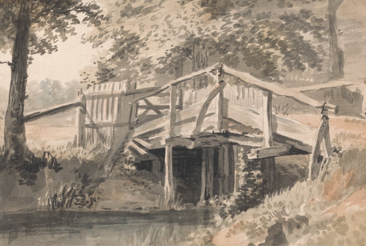 Patak és fahíd alkotó: Paul Sandby