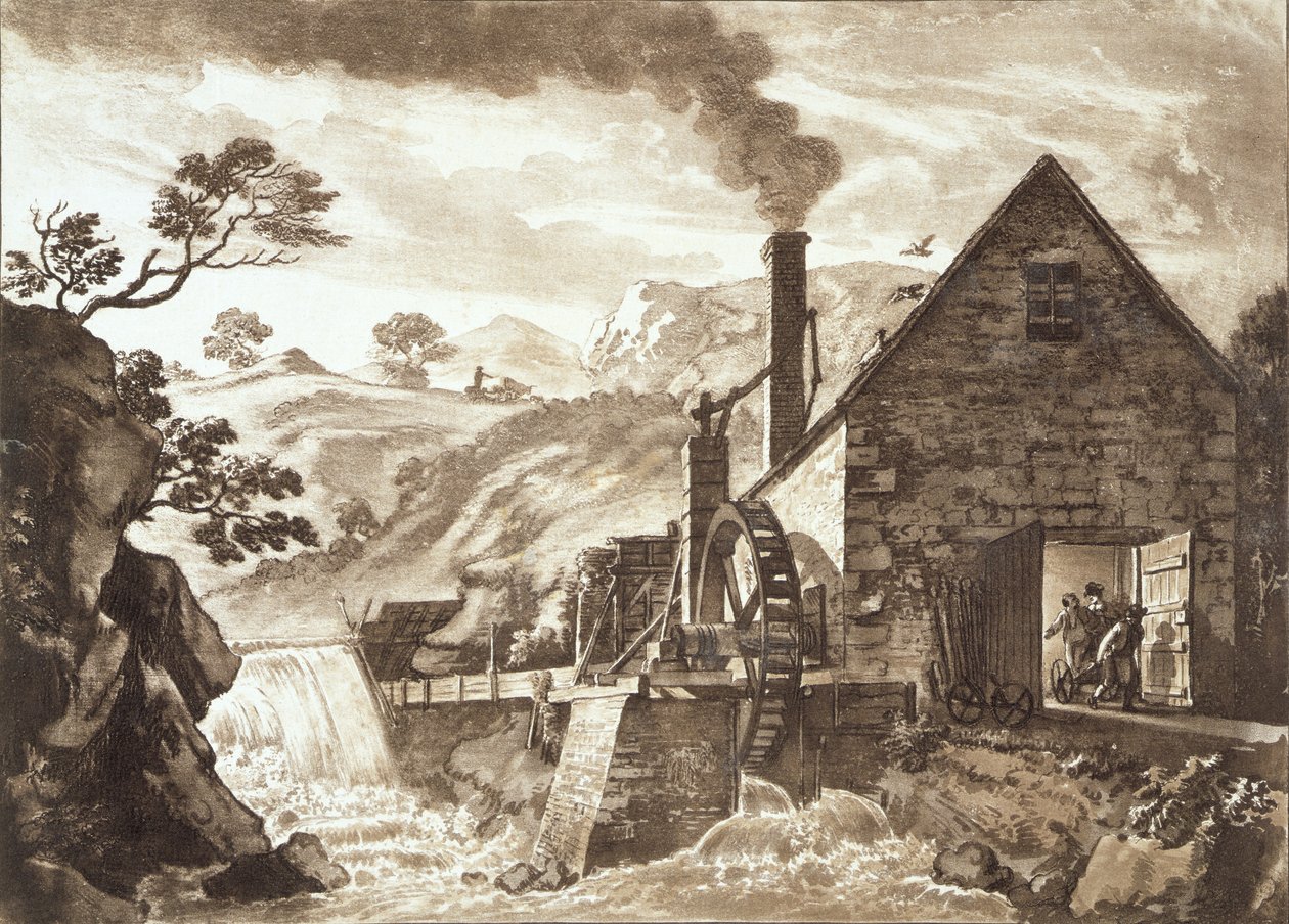 A Dolgelli és Barmouth közötti vaskovácsműhely Merionethshire-ben, megjelent 1776-ban. alkotó: Paul Sandby