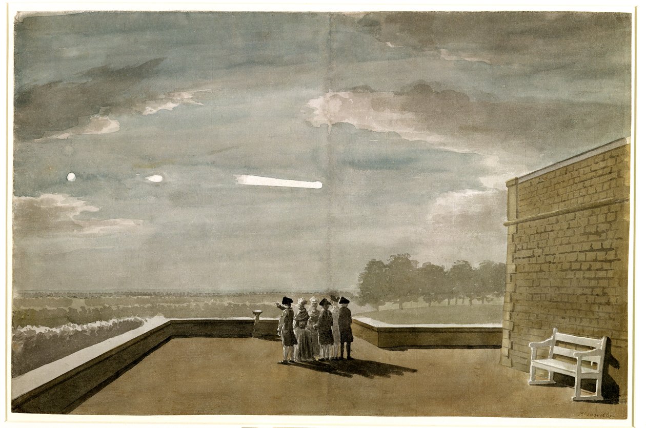 Az 1783. augusztus 18-i meteor, az északi terasz keleti szögéből nézve, Windsor kastély, 1783 alkotó: Paul Sandby