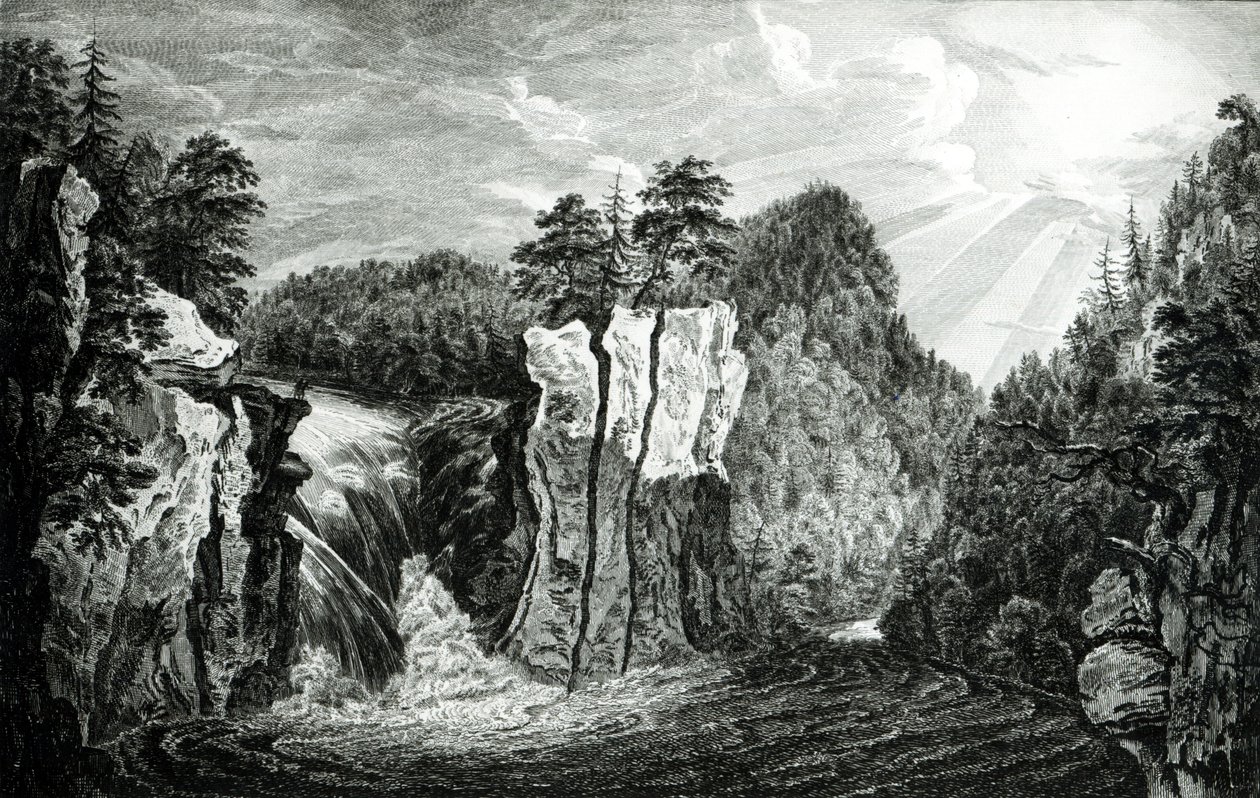 Kilátás a Passaic folyó vízesésére, New Jersey alkotó: Paul Sandby