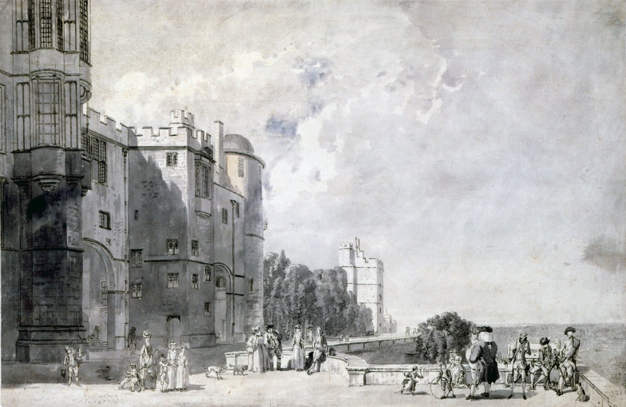 Windsori kastély: Nyugatra néző terasz alkotó: Paul Sandby