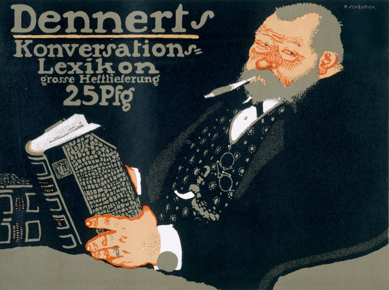 Reklám Dennert "Konversations-Lexikon" című művéhez, 1927 alkotó: Paul Scheurich