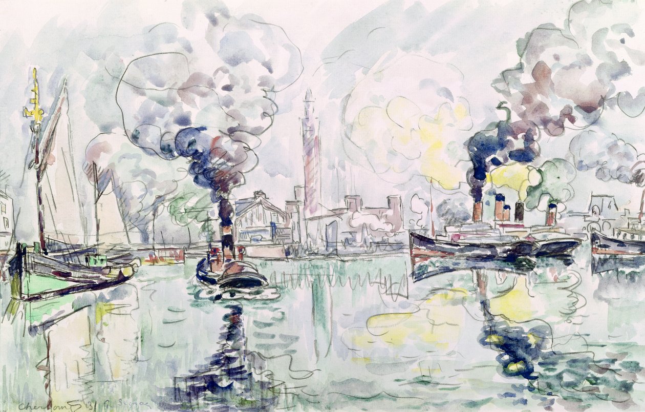 Cherbourg, 1931 (ceruza és WC papíron) alkotó: Paul Signac