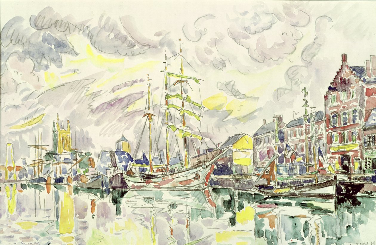 Fecamp, 1934 (ceruza és WC papíron) alkotó: Paul Signac