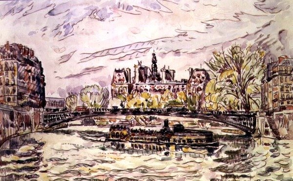 Pont Louis-Phillipe, Párizs, 1928 (wc) alkotó: Paul Signac