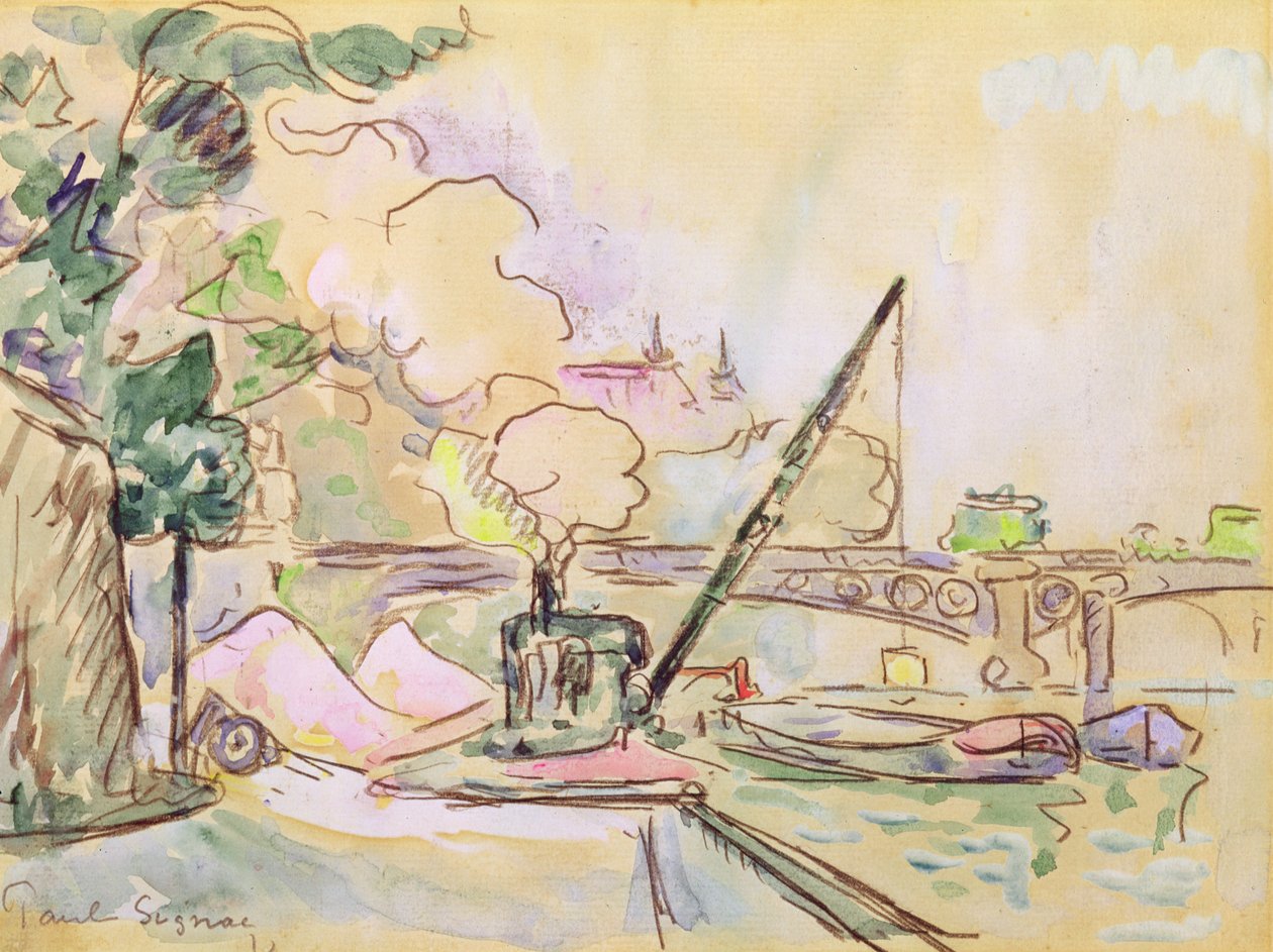 Pont du Louvre, 1928 (akvarell, papír) alkotó: Paul Signac