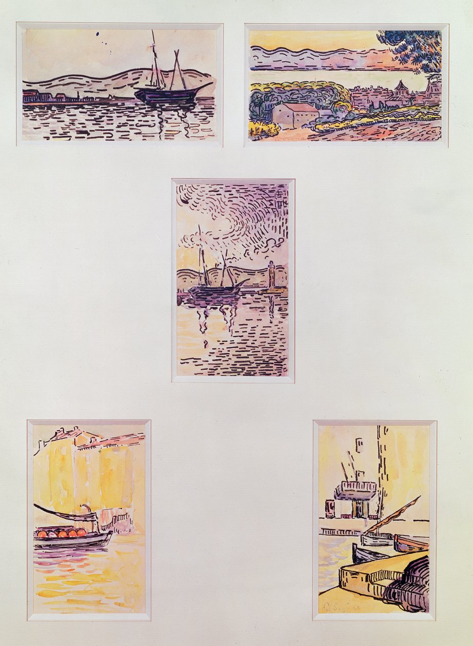 Saint Tropez (öt akvarell), 1900 körül (akvarell, papír) alkotó: Paul Signac