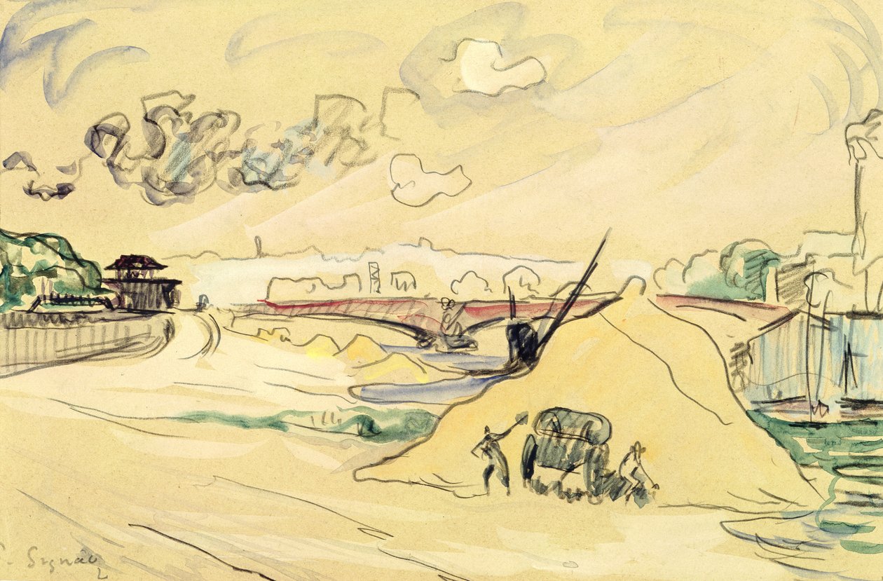 The Pile of Sand, Bercy, 1905 (ceruza és WC papíron) alkotó: Paul Signac