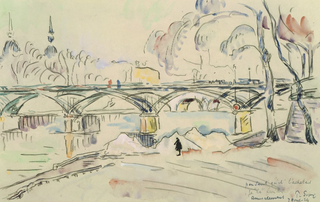 A Pont des Arts, 1924 (ceruza és WC papíron) alkotó: Paul Signac