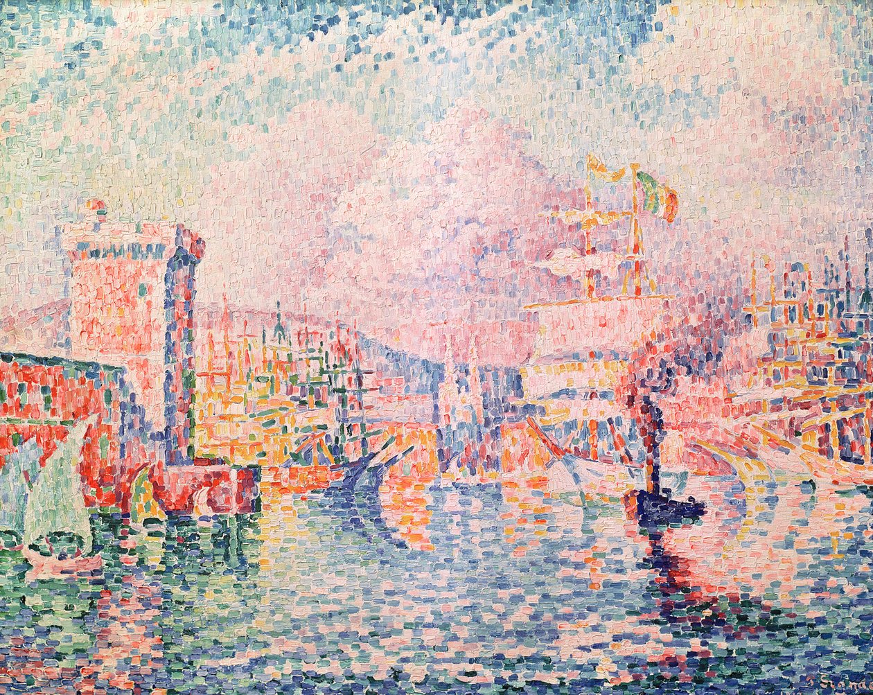 A Vörös torony (a marseille-i kikötő bejárata), 1913 alkotó: Paul Signac