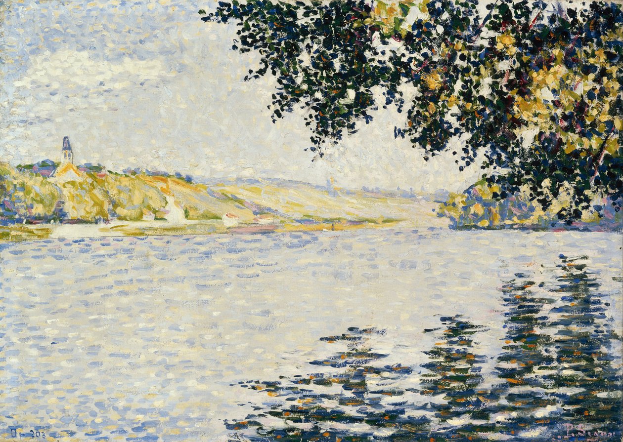 Kilátás a Szajnára a Herblay -n alkotó: Paul Signac