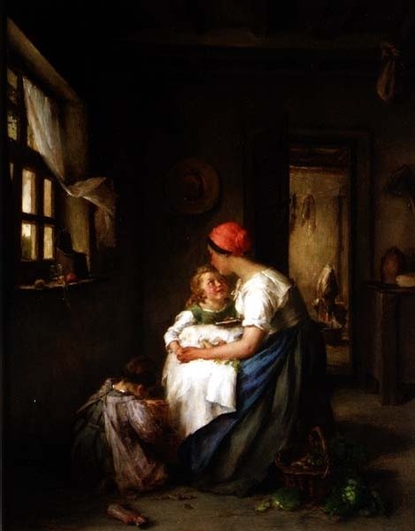 Anyai gondoskodás, 1864 (olaj) alkotó: Paul Soyer
