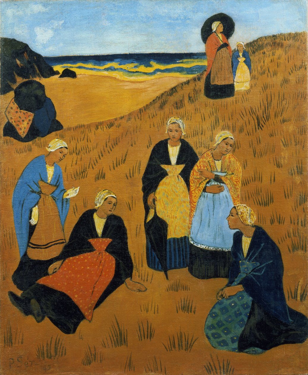 Fiatal breton nők kendőt viselő, avagy Douarnenez lányai, 1895 alkotó: Paul Sérusier
