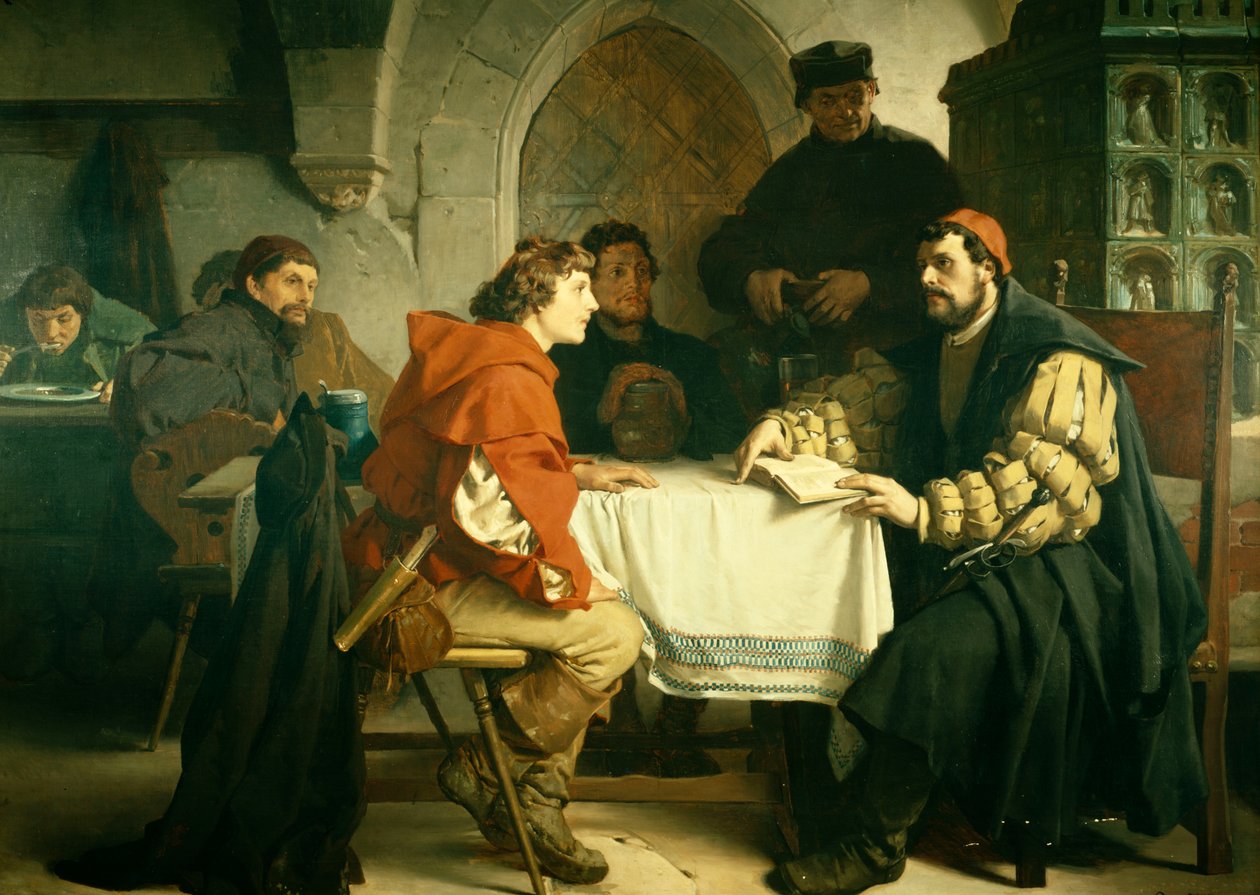 Luther a „Schwarzen Baeren”-ben Jénában, 1873-ban alkotó: Friedrich Paul Thumann
